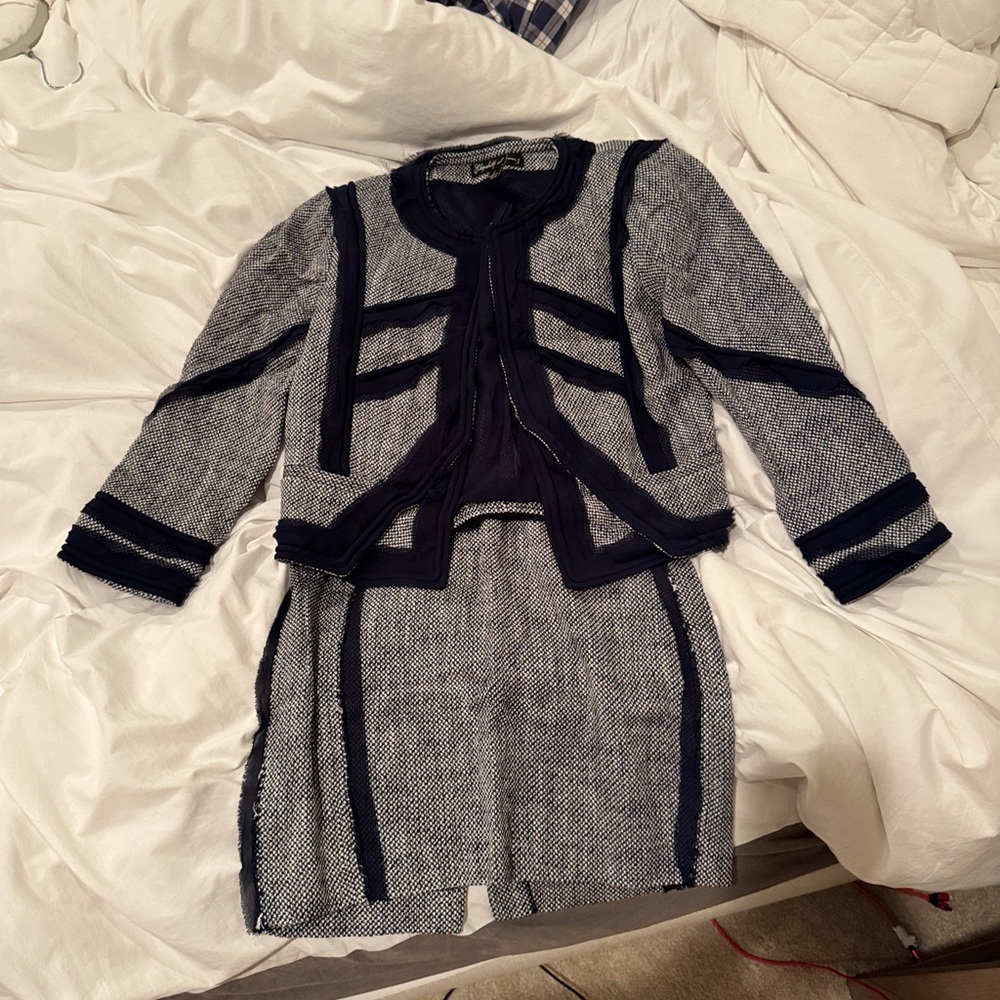 Elizabeth and James Tweed Dylan Blazer and Skirt Set